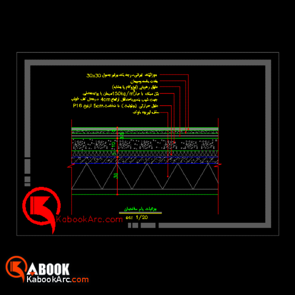 جزییات بام با پوشش موزاییک